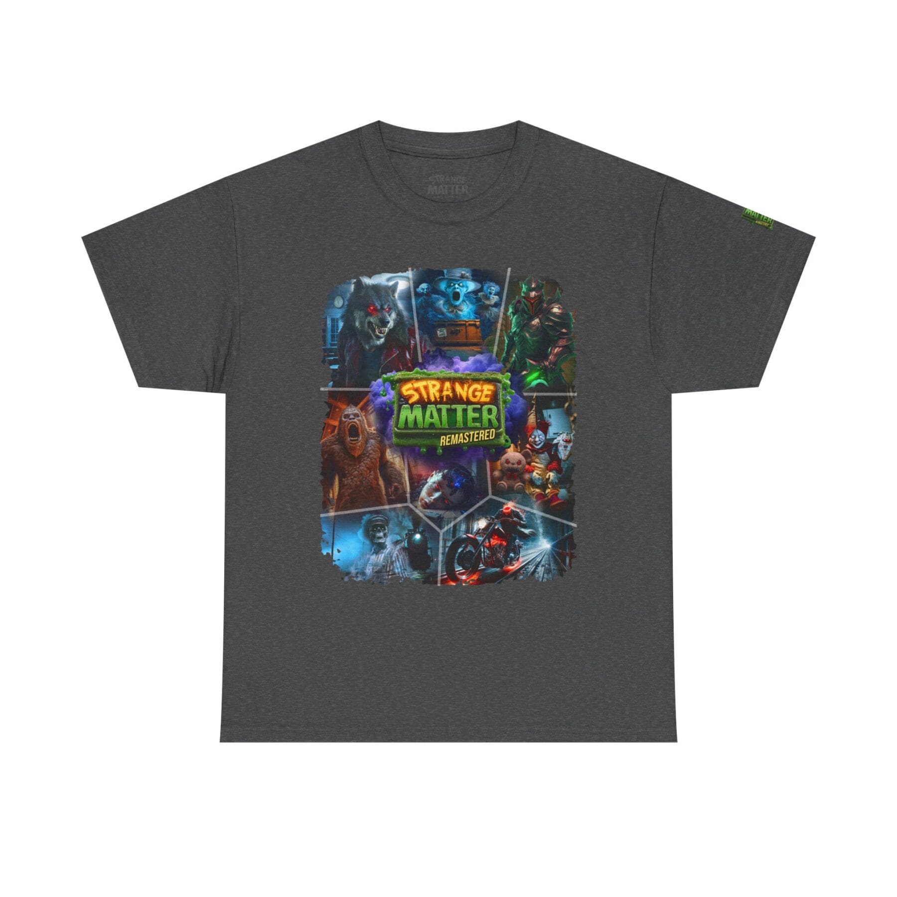 Adult Heavy Cotton Tee - Strange Matter Remastered Collage - Perfect for YA horror and Action fans - Image 13
