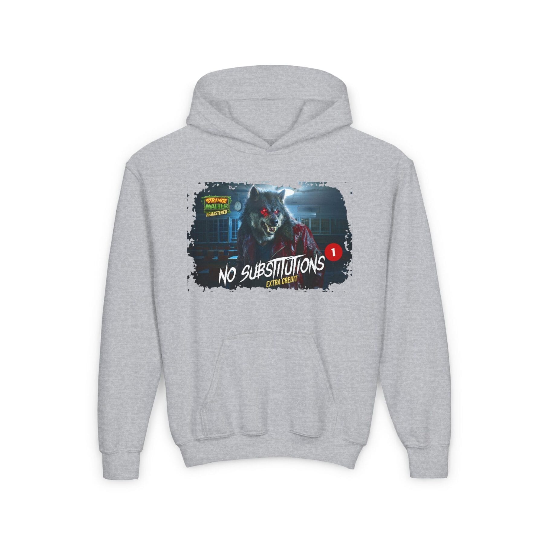 Kids Midweight Hoodie - Strange Matter: No Substitutions - Perfect for YA horror fans - Image 3