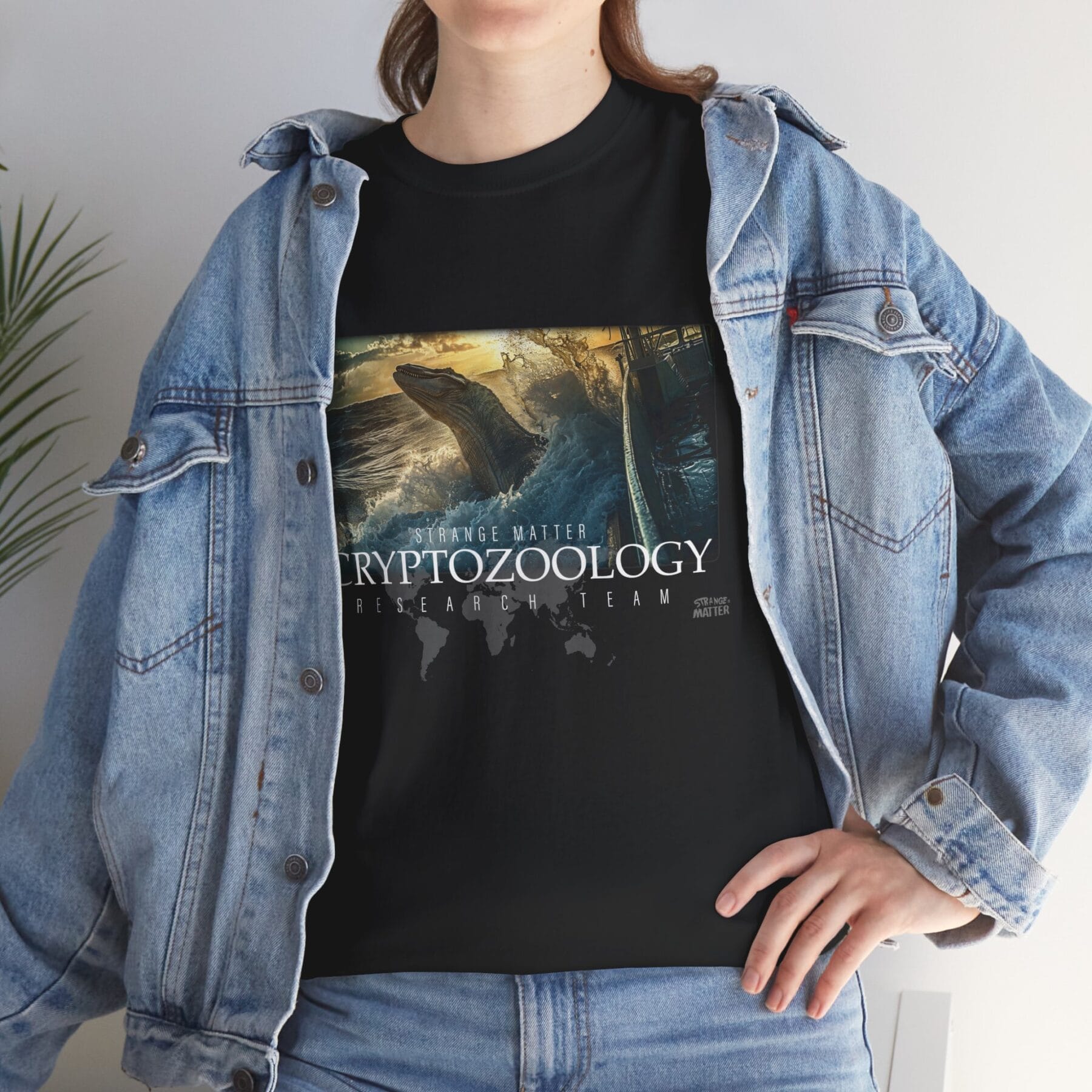 Adult Heavy Cotton Tee - Strange Matter - Cryptozoology Research Team - Mosasaur - Image 2
