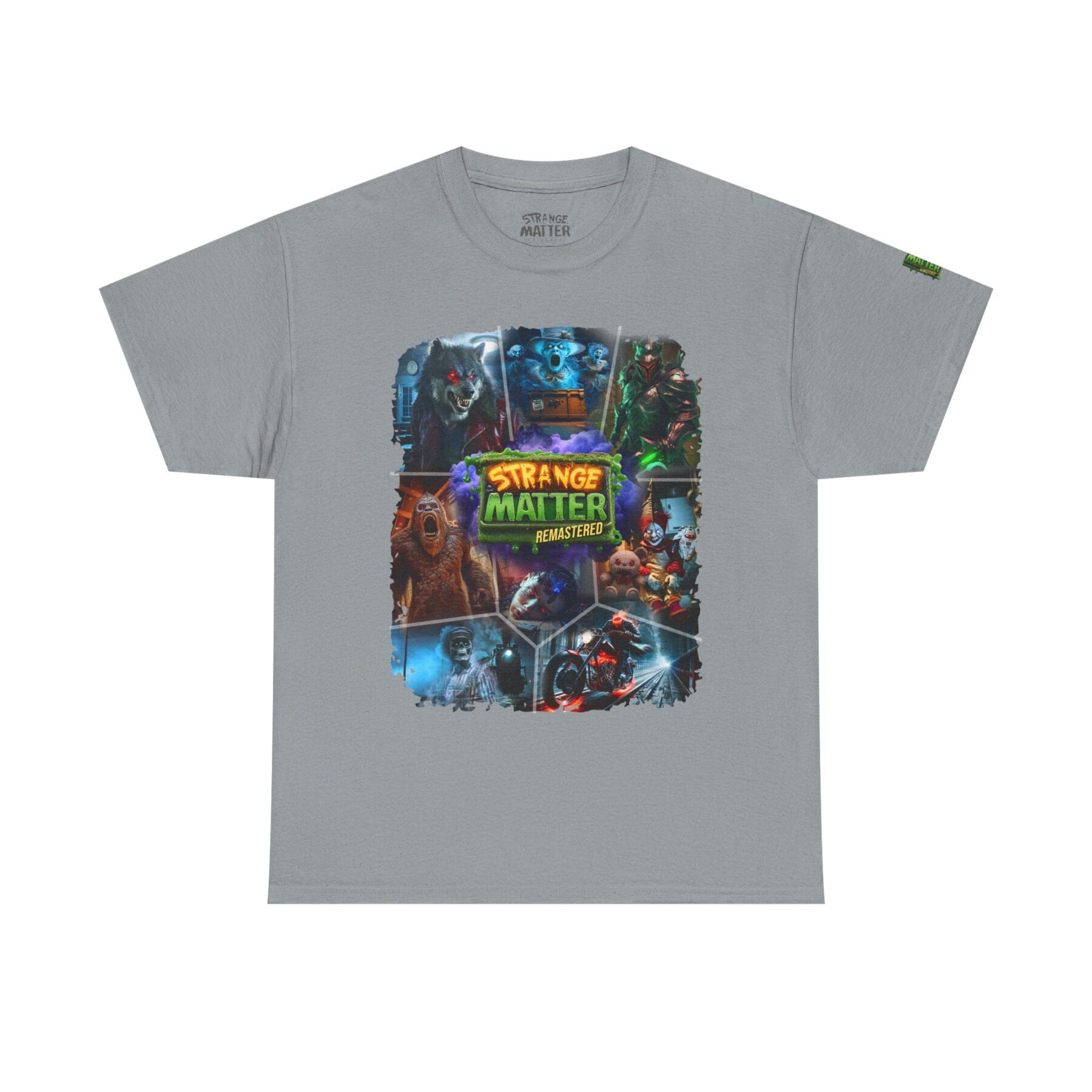 Adult Heavy Cotton Tee - Strange Matter Remastered Collage - Perfect for YA horror and Action fans - Image 11
