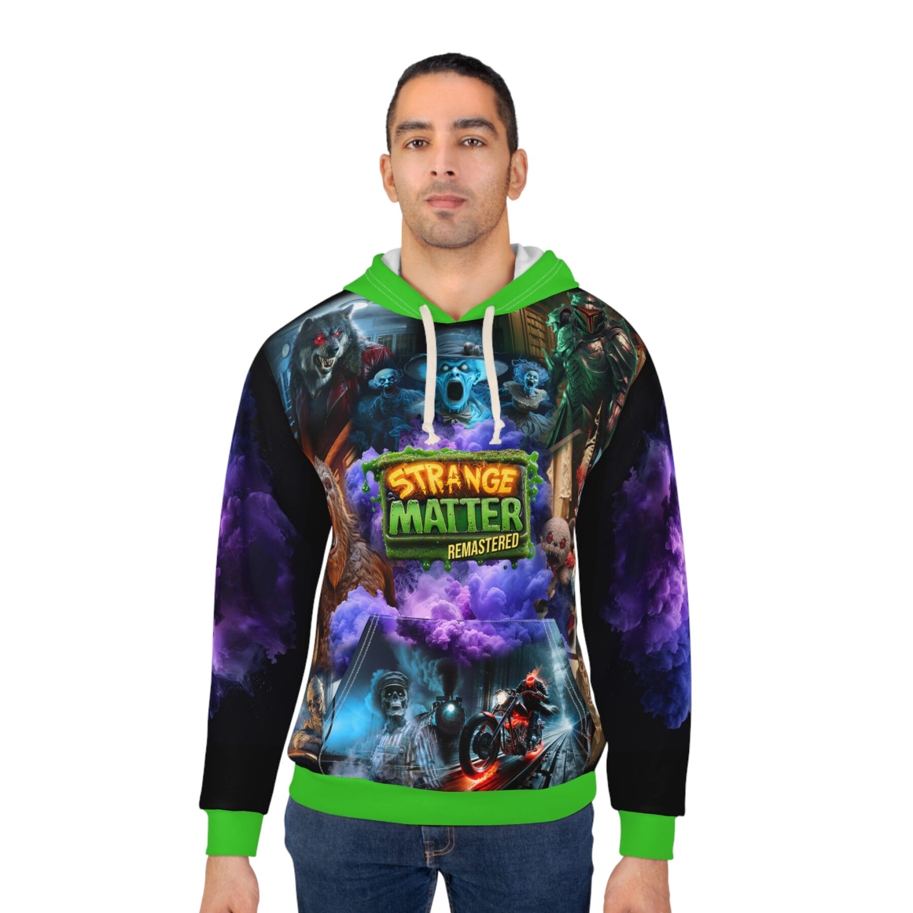Adult Unisex Pullover Custom Hoodie - Strange Matter Remastered Collage - Perfect for the YA horror super fan! - Image 4