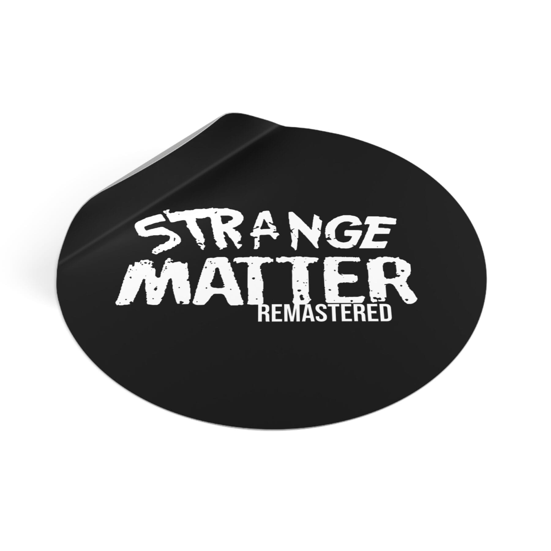 Round Vinyl Sticker - Strange Matter Remastered - Black and White - Eye-Catching Decor - Image 6