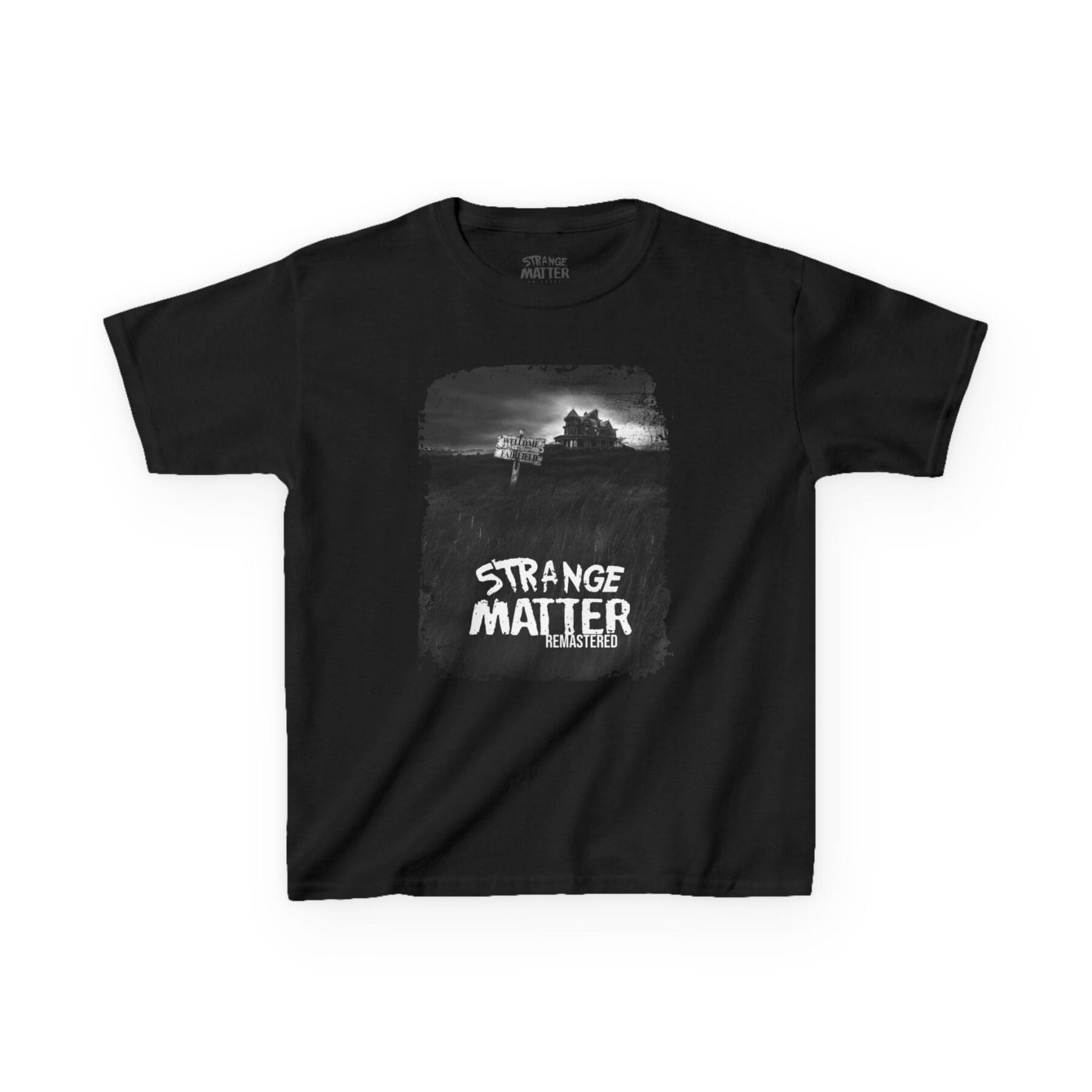 Kids Heavy Cotton Tee - Strange Matter: Fairchild Manor - T-Shirt for YA horror and Action fans - Black, M