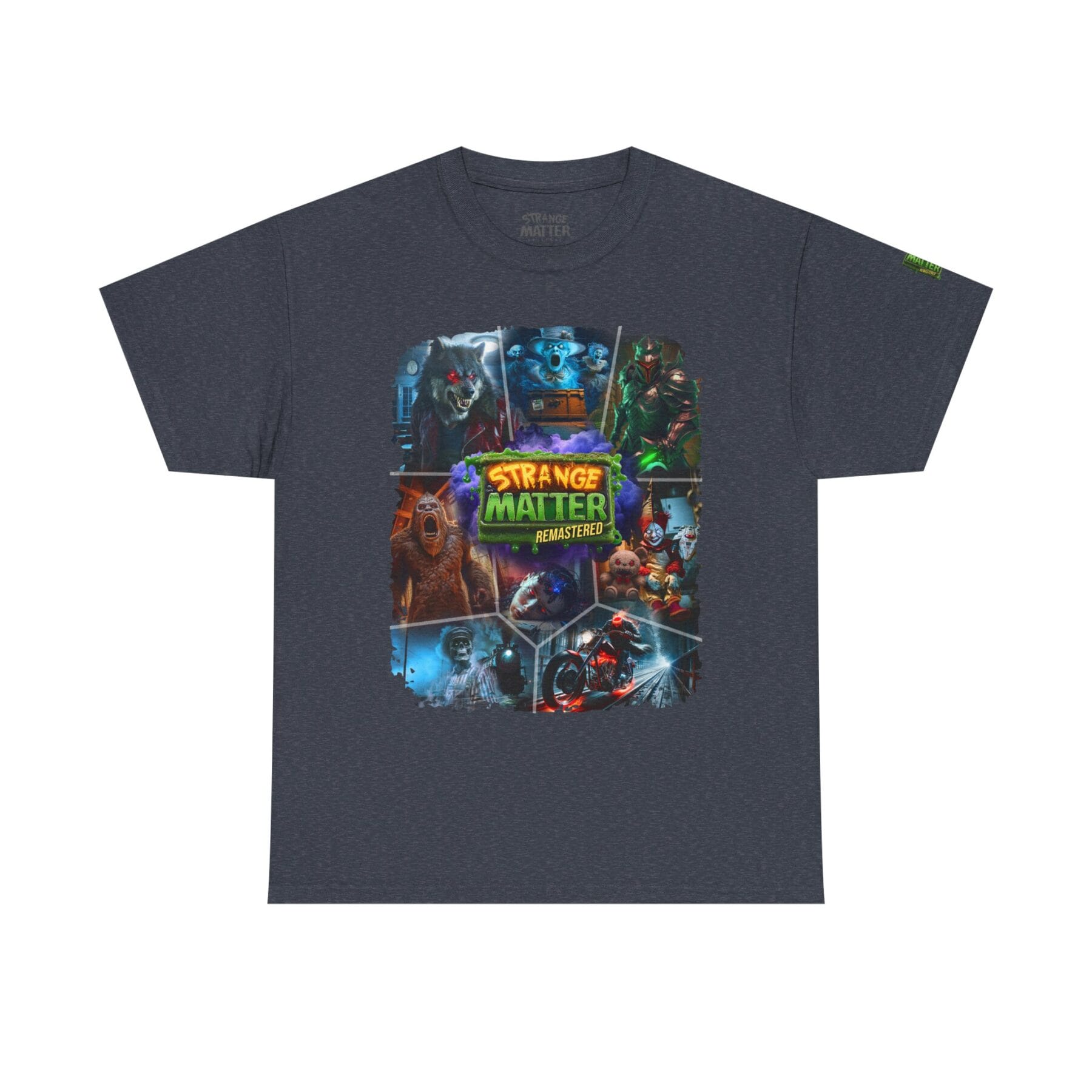 Adult Heavy Cotton Tee - Strange Matter Remastered Collage - Perfect for YA horror and Action fans - Image 16