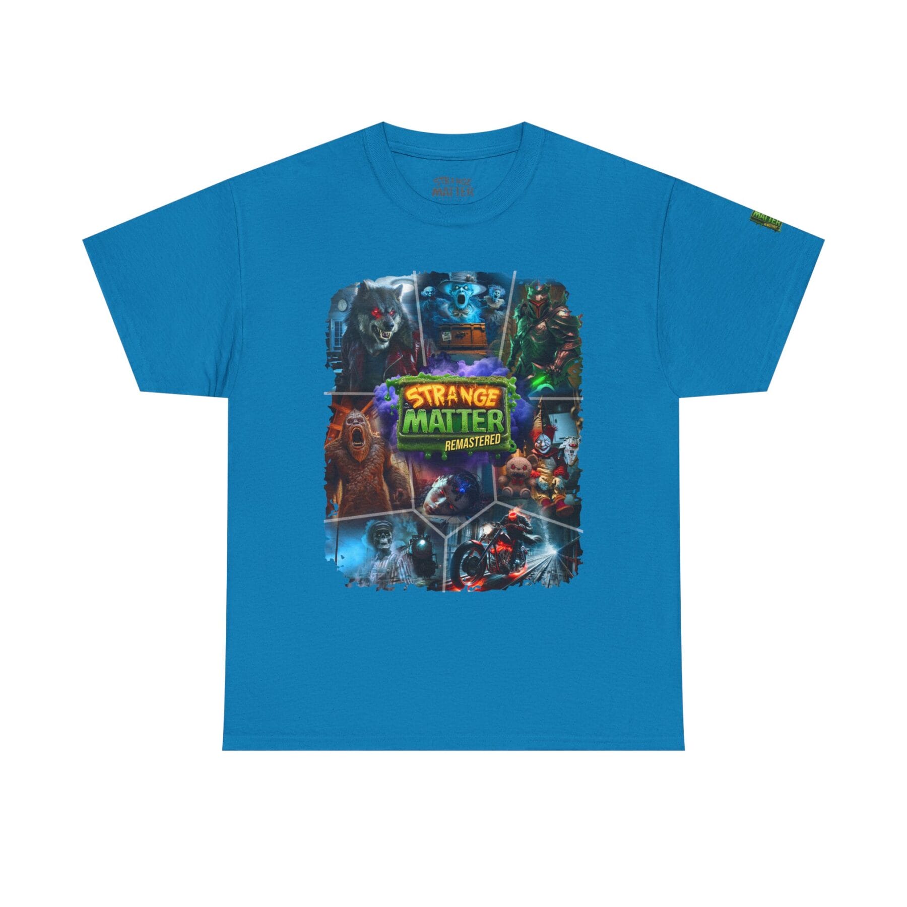 Adult Heavy Cotton Tee - Strange Matter Remastered Collage - Perfect for YA horror and Action fans - Image 7