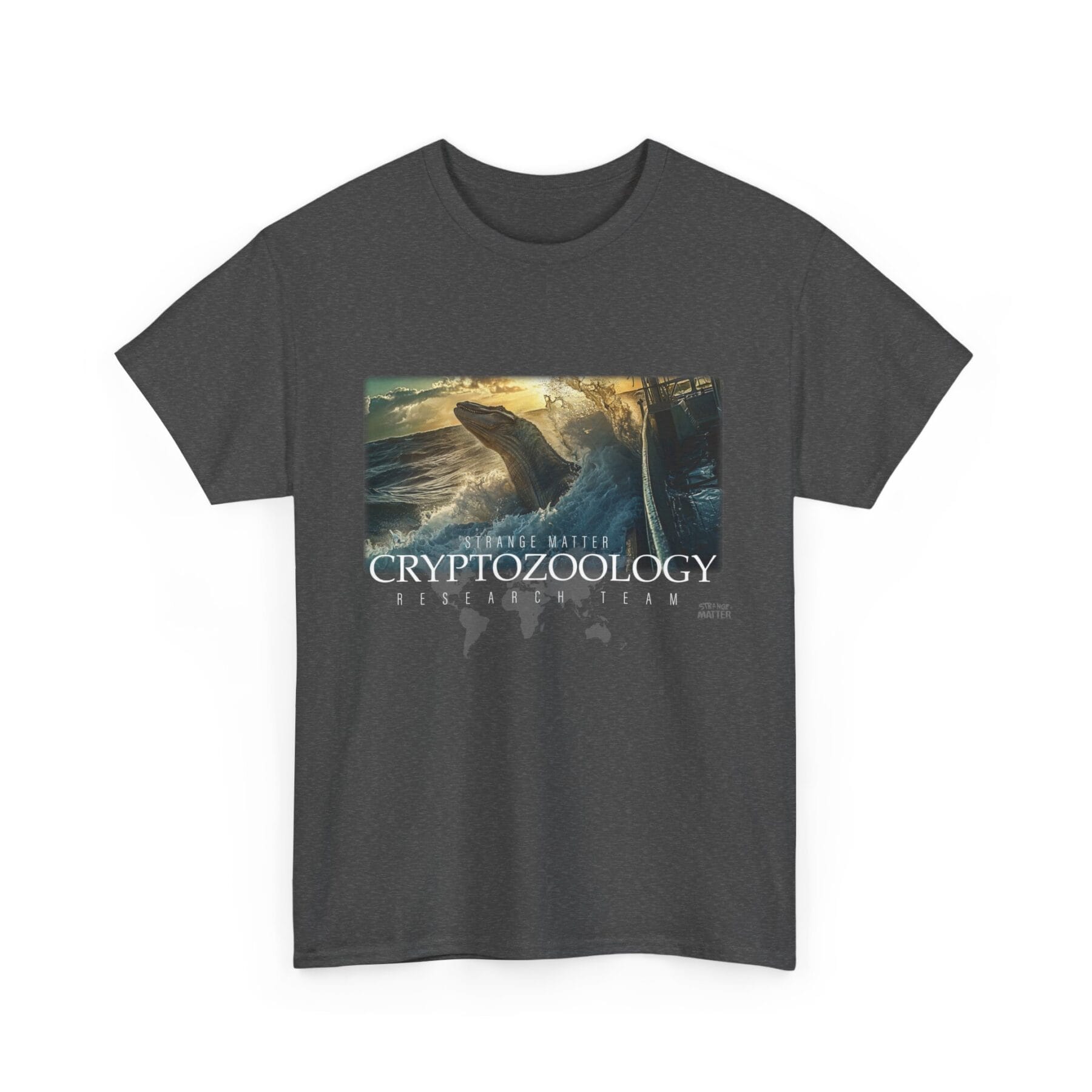 Adult Heavy Cotton Tee - Strange Matter - Cryptozoology Research Team - Mosasaur - Image 5