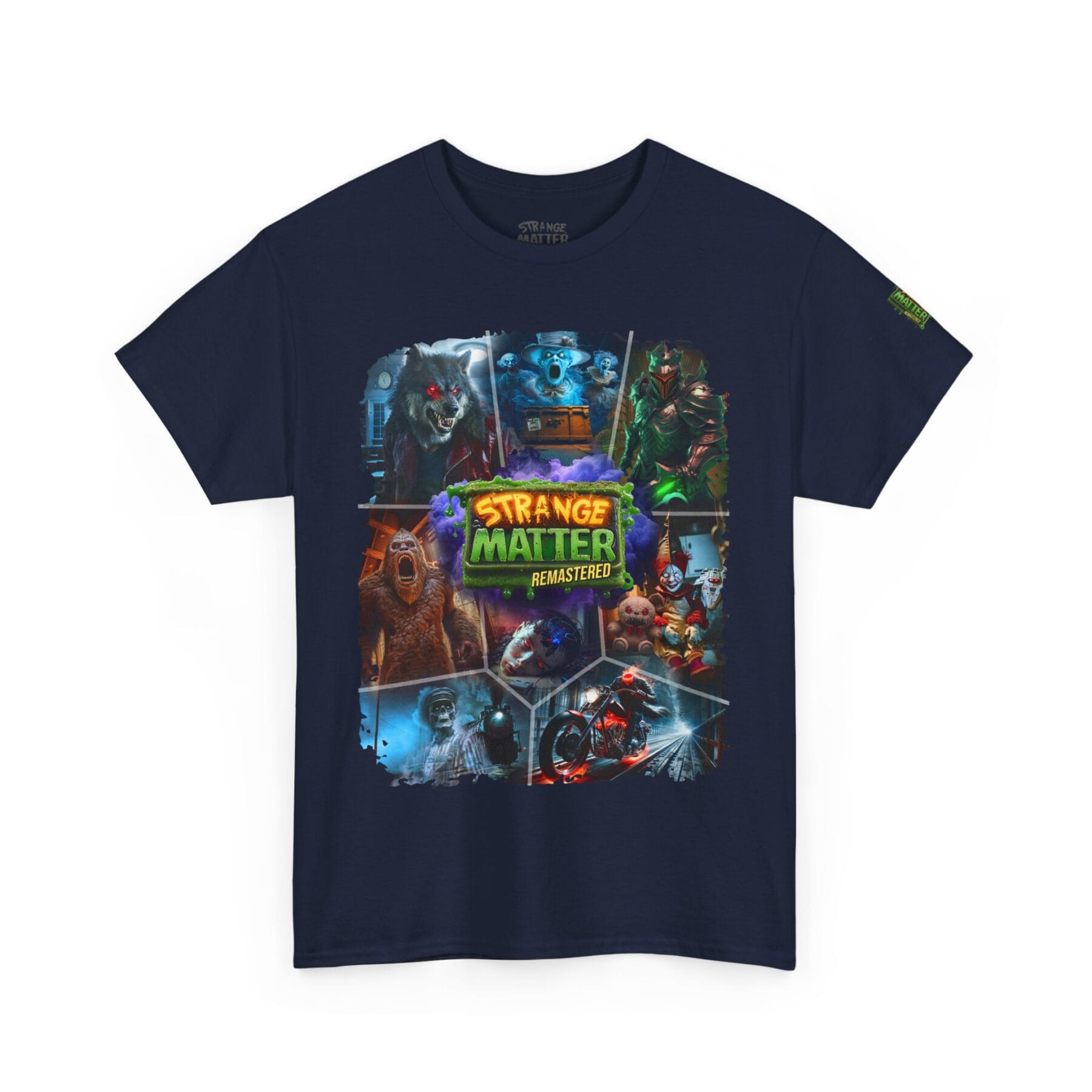 Adult Heavy Cotton Tee - Strange Matter Remastered Collage - Perfect for YA horror and Action fans - Image 6