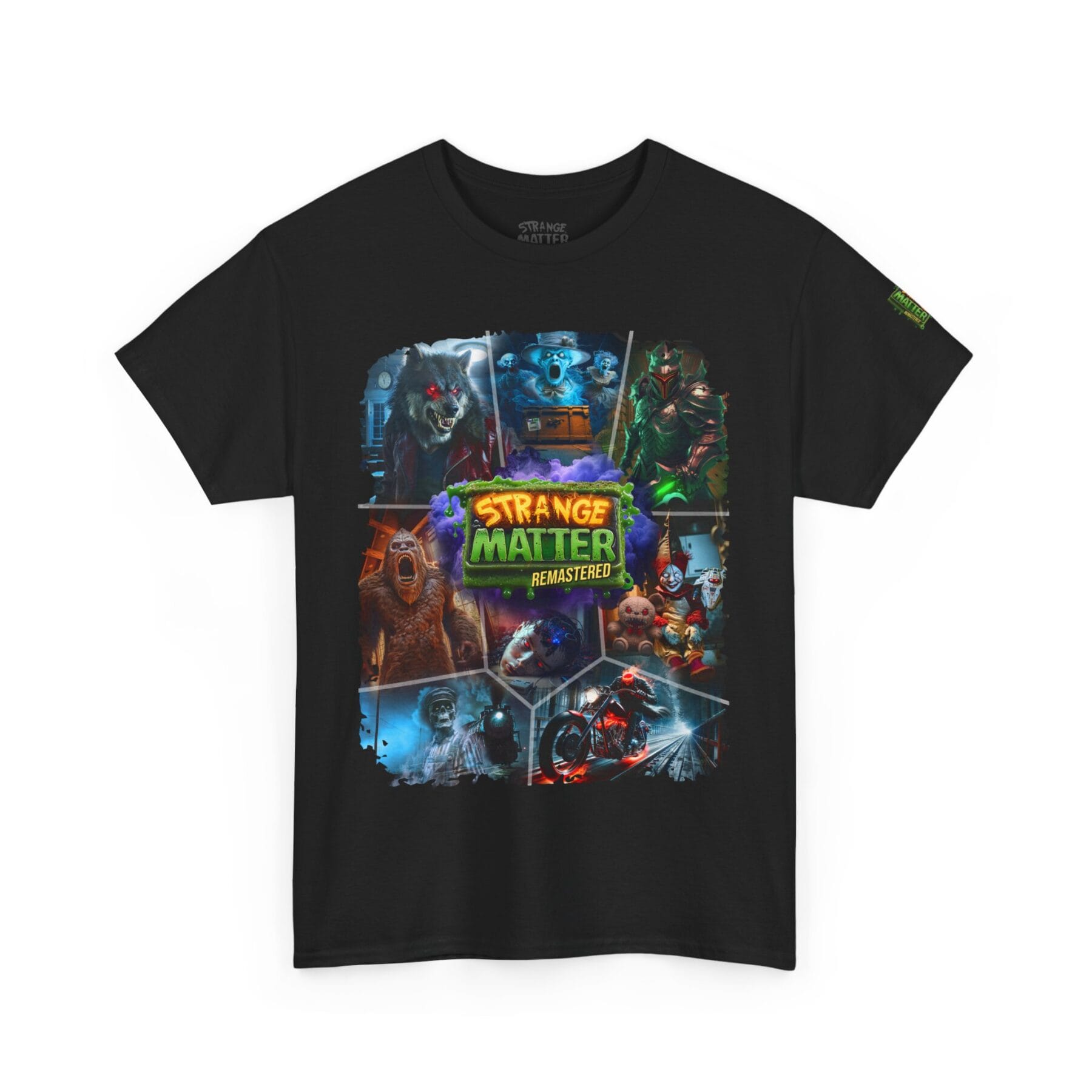 Adult Heavy Cotton Tee - Strange Matter Remastered Collage - Perfect for YA horror and Action fans