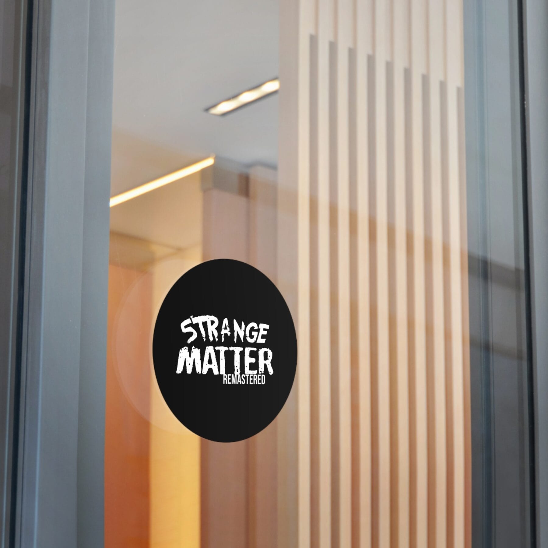 Round Vinyl Sticker - Strange Matter Remastered - Black and White - Eye-Catching Decor - Image 15
