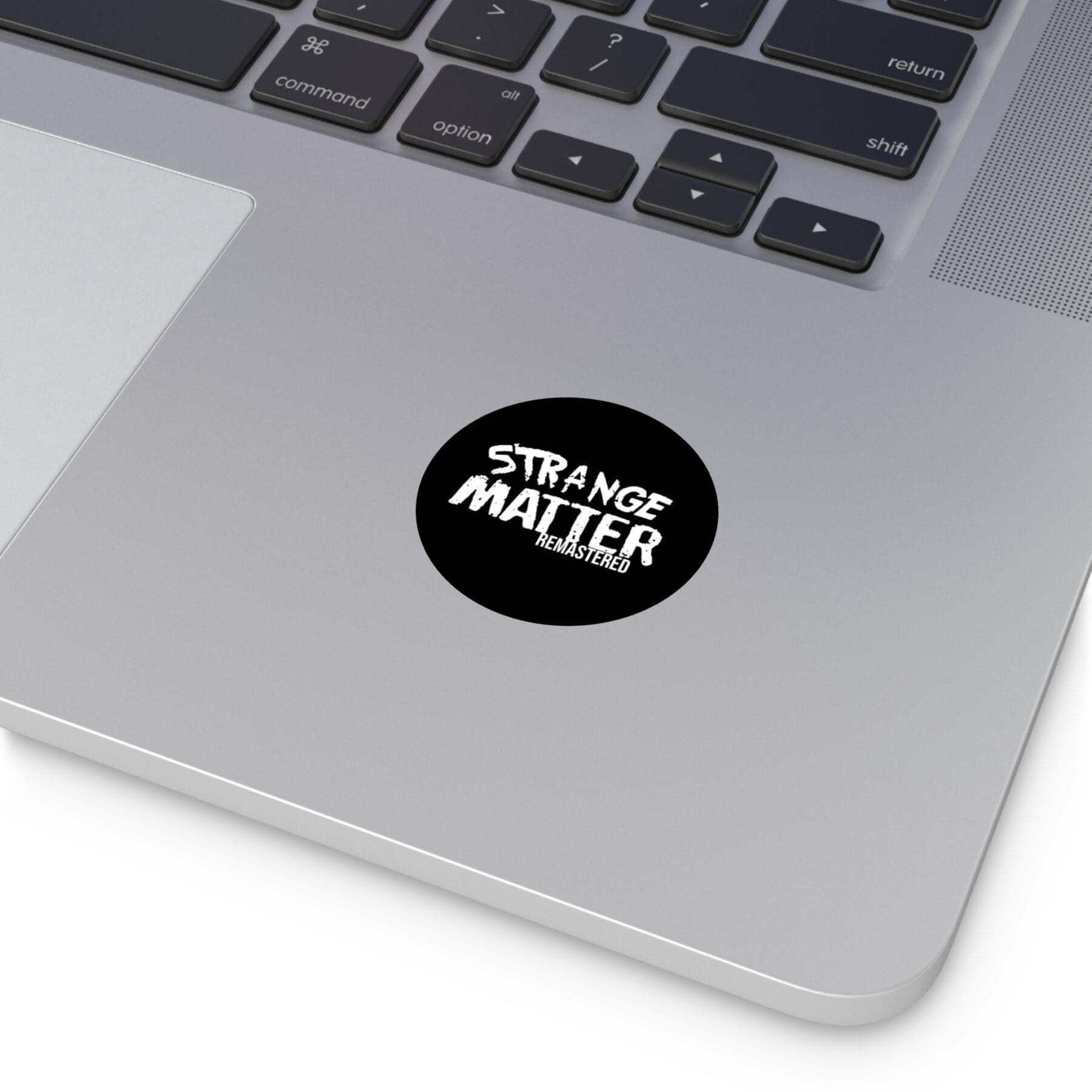 Round Vinyl Sticker - Strange Matter Remastered - Black and White - Eye-Catching Decor - Image 4