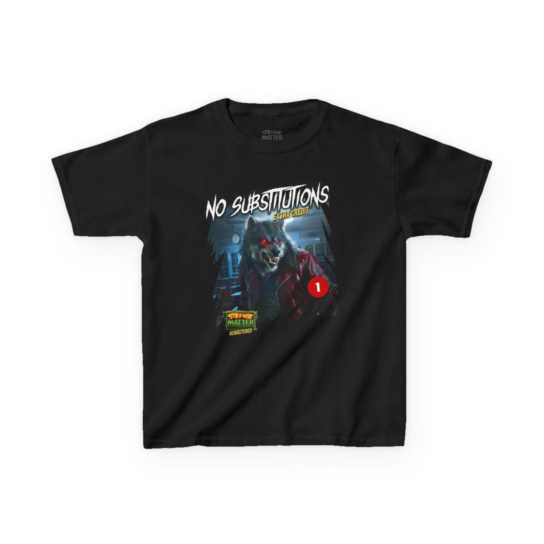 Kids Heavy Cotton Tee - Strange Matter: No Substitutions - T-Shirt for YA horror and Werewolf fans - Image 2