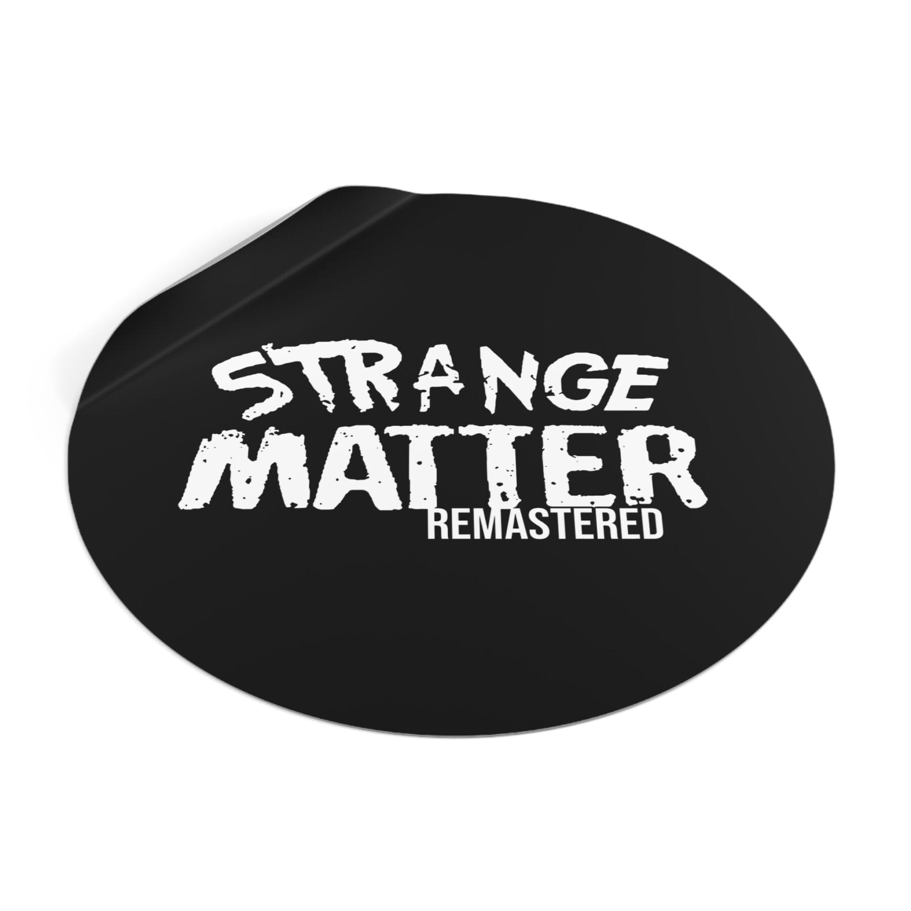 Round Vinyl Sticker - Strange Matter Remastered - Black and White - Eye-Catching Decor - Image 10