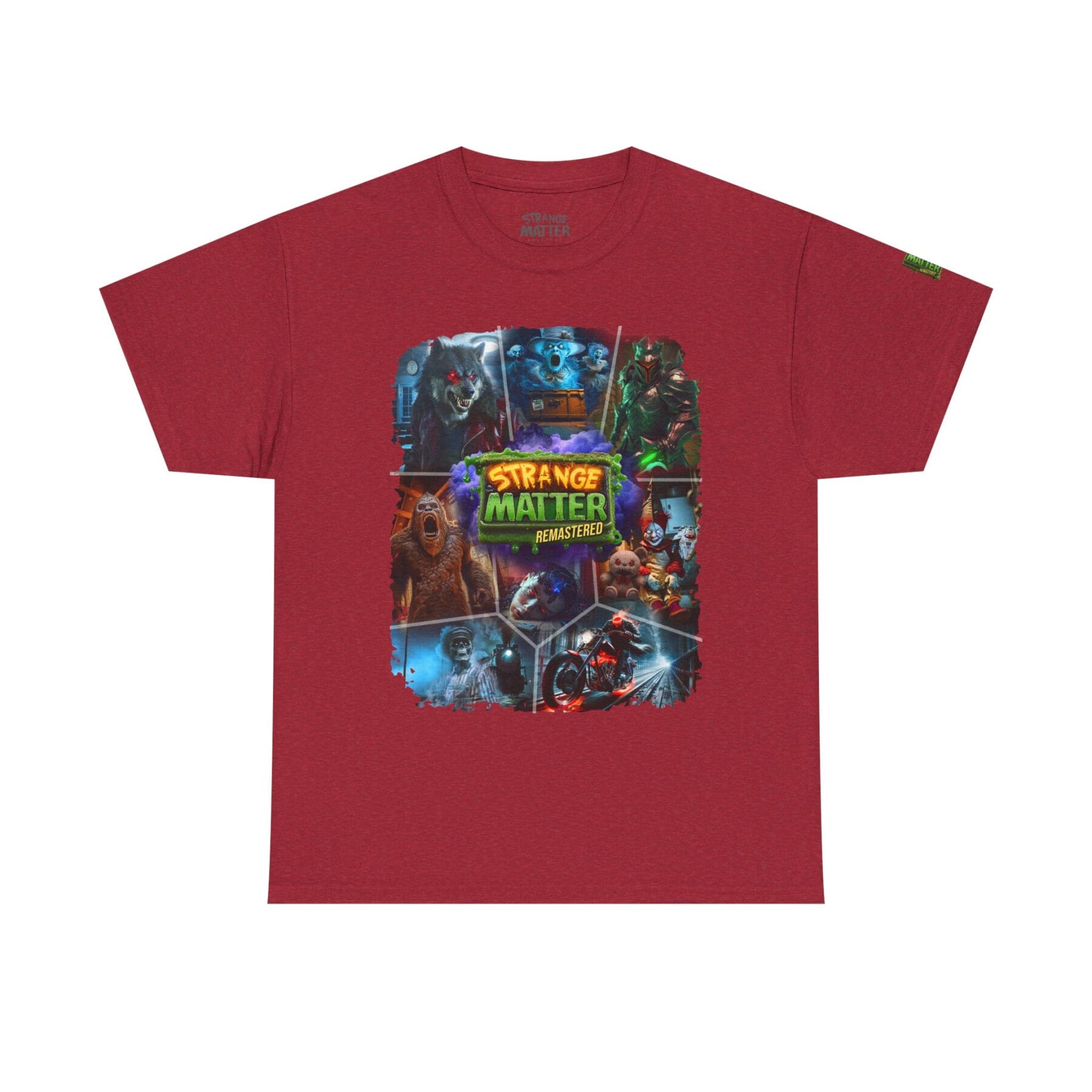 Adult Heavy Cotton Tee - Strange Matter Remastered Collage - Perfect for YA horror and Action fans - Image 18