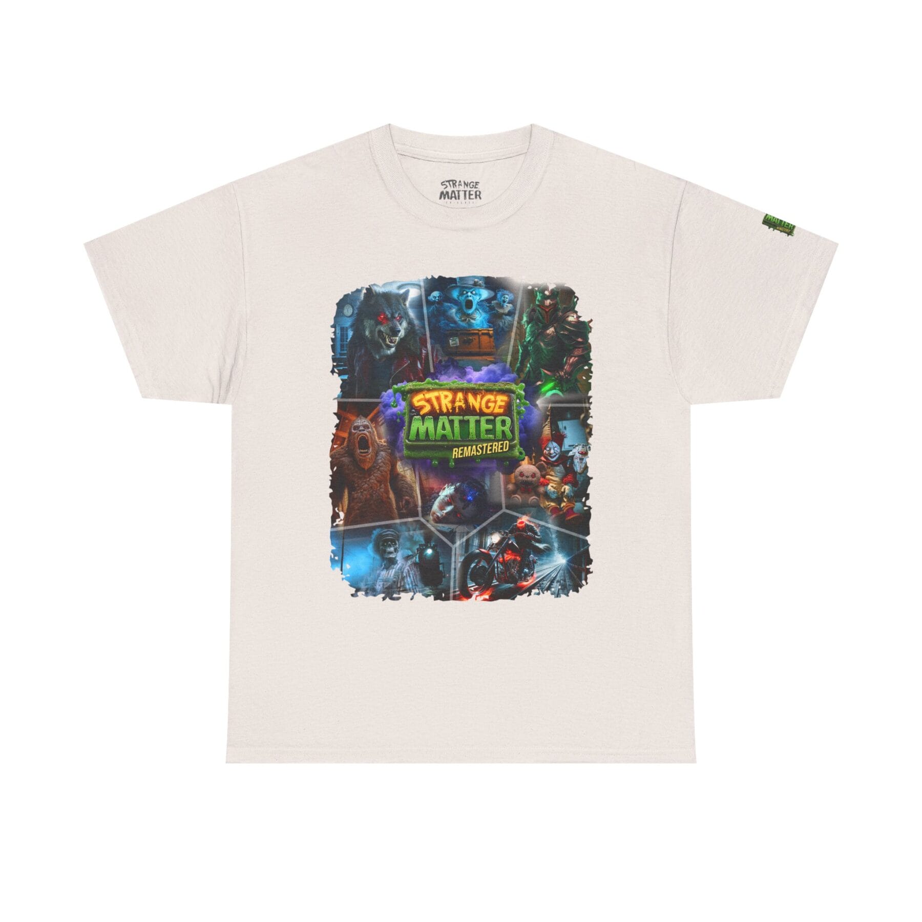 Adult Heavy Cotton Tee - Strange Matter Remastered Collage - Perfect for YA horror and Action fans - Image 8