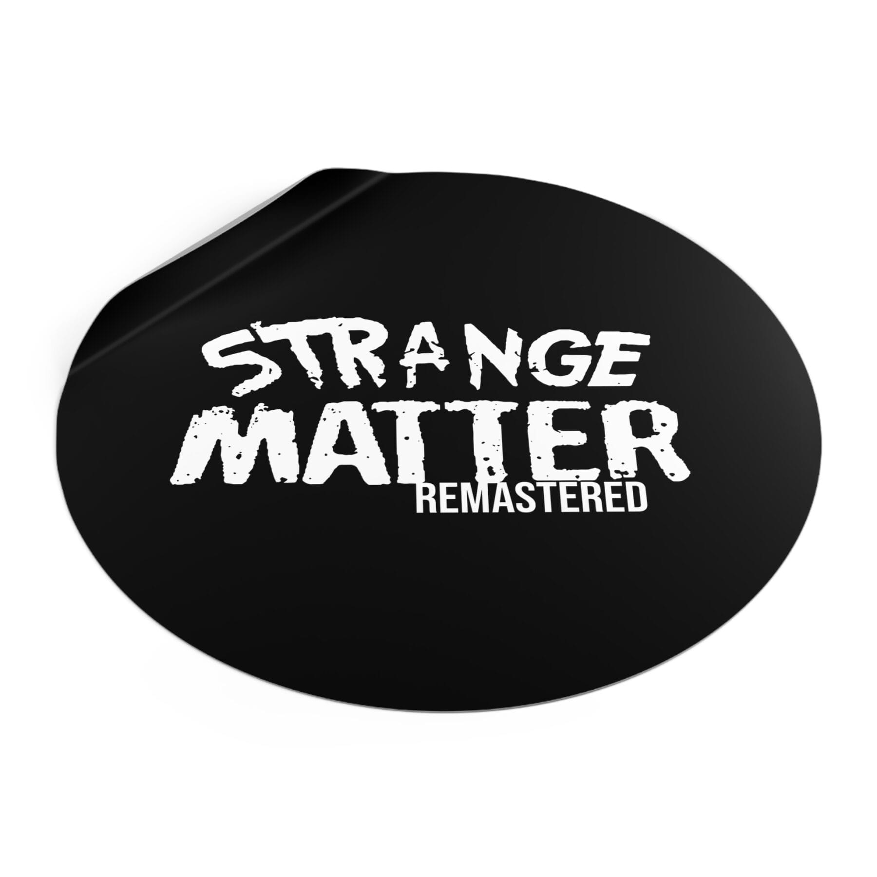 Round Vinyl Sticker - Strange Matter Remastered - Black and White - Eye-Catching Decor - Image 14