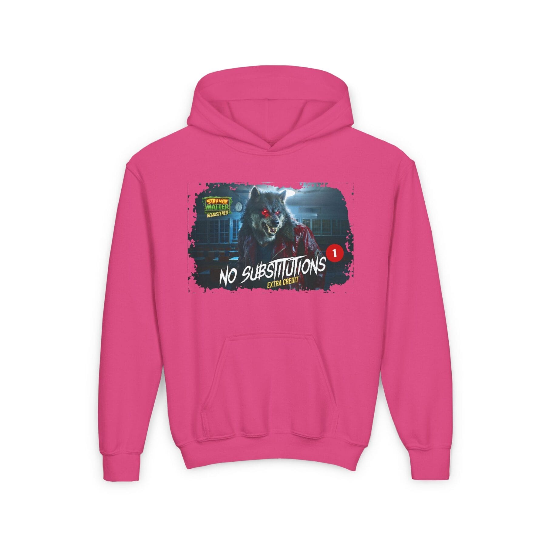 Kids Midweight Hoodie - Strange Matter: No Substitutions - Perfect for YA horror fans - Image 13