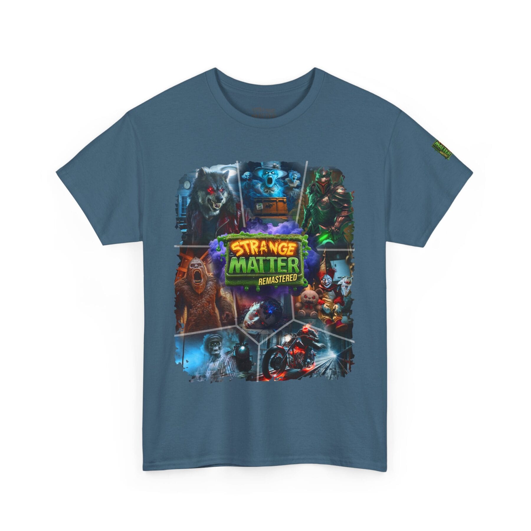 Adult Heavy Cotton Tee - Strange Matter Remastered Collage - Perfect for YA horror and Action fans - Image 5