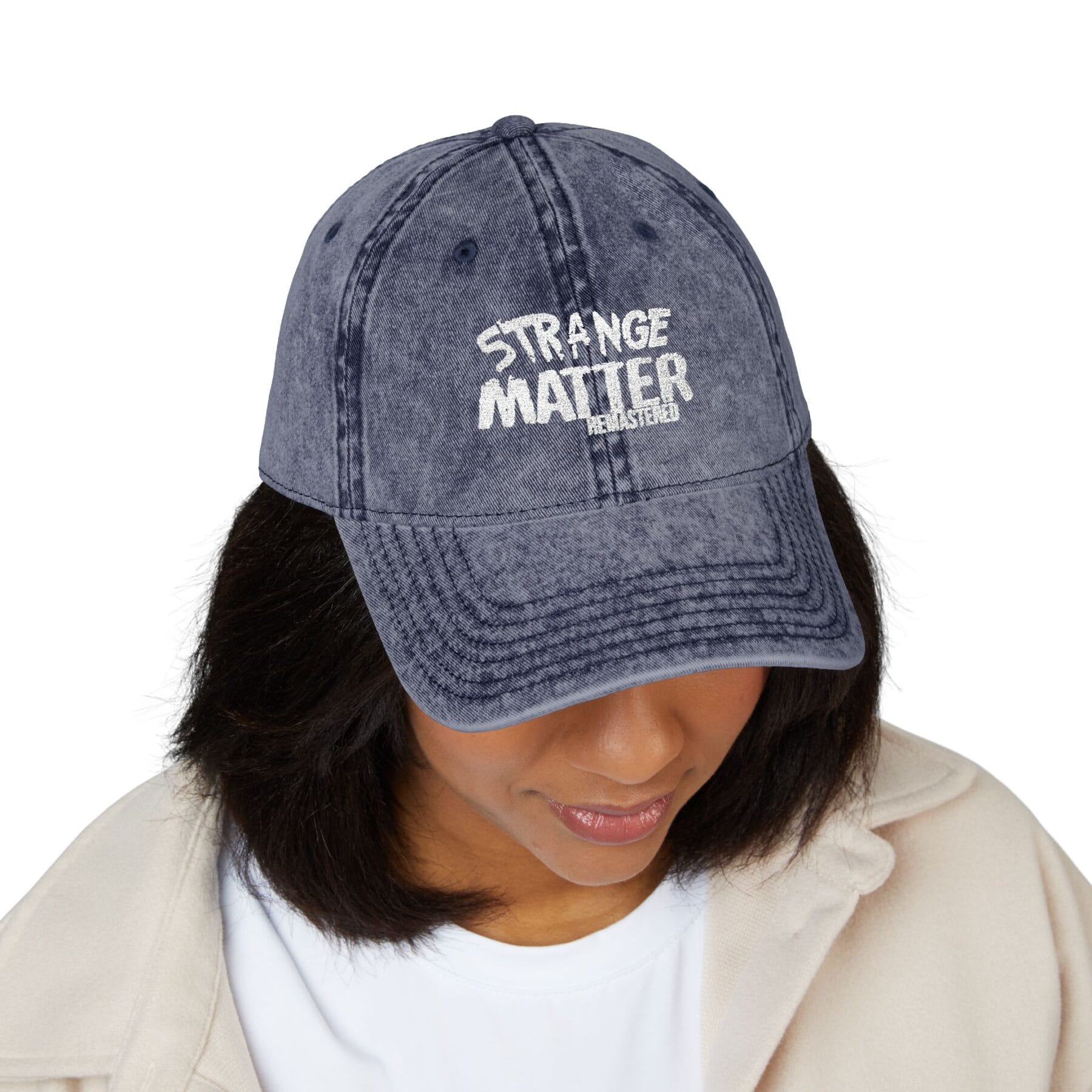 Vintage Cap with Embroidered 'Strange Matter' Design, Trendy Hat for Casual Outings, Perfect for Festivals, Gift for Friends, Summer [...] - Image 15