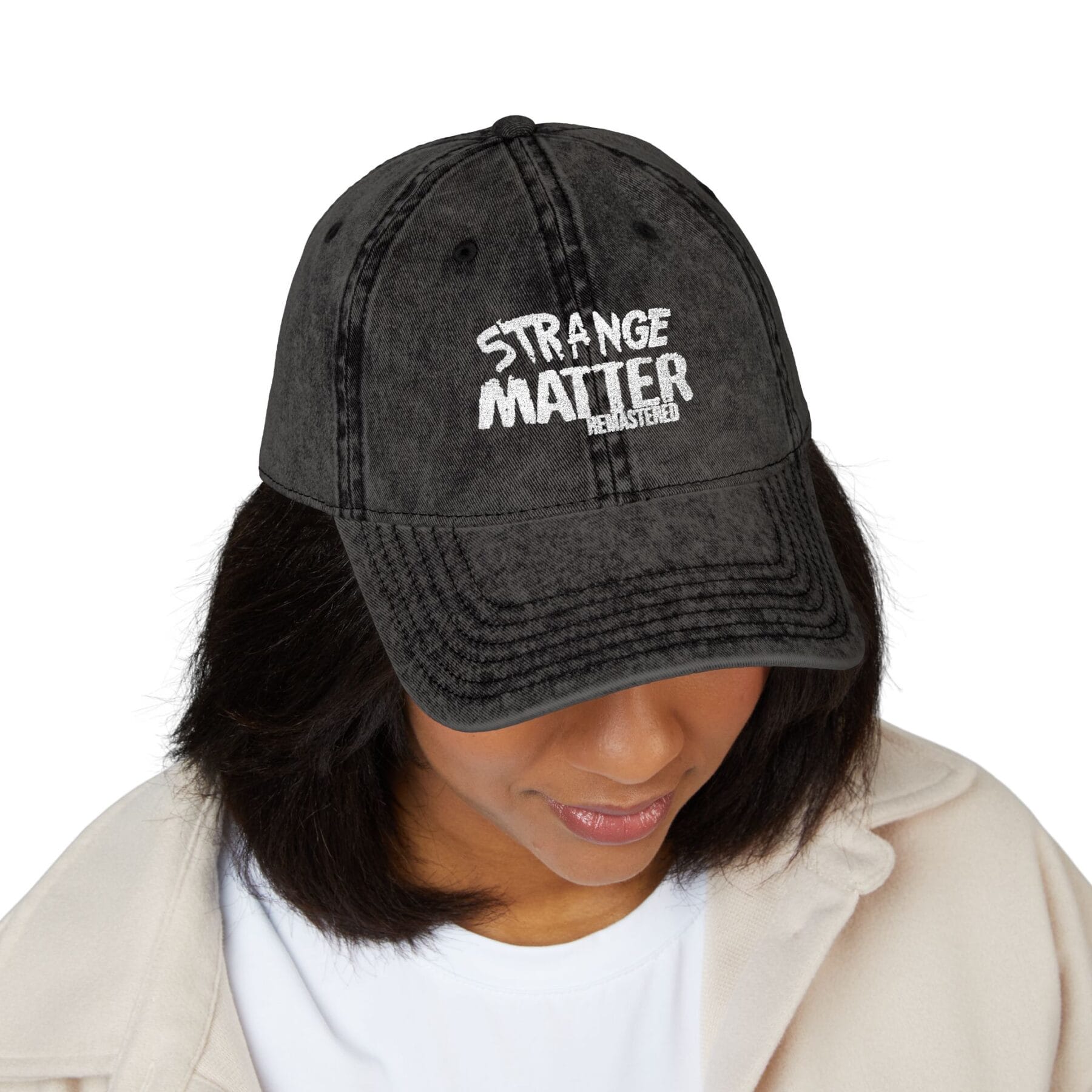 Vintage Cap with Embroidered 'Strange Matter' Design, Trendy Hat for Casual Outings, Perfect for Festivals, Gift for Friends, Summer [...] - Image 11