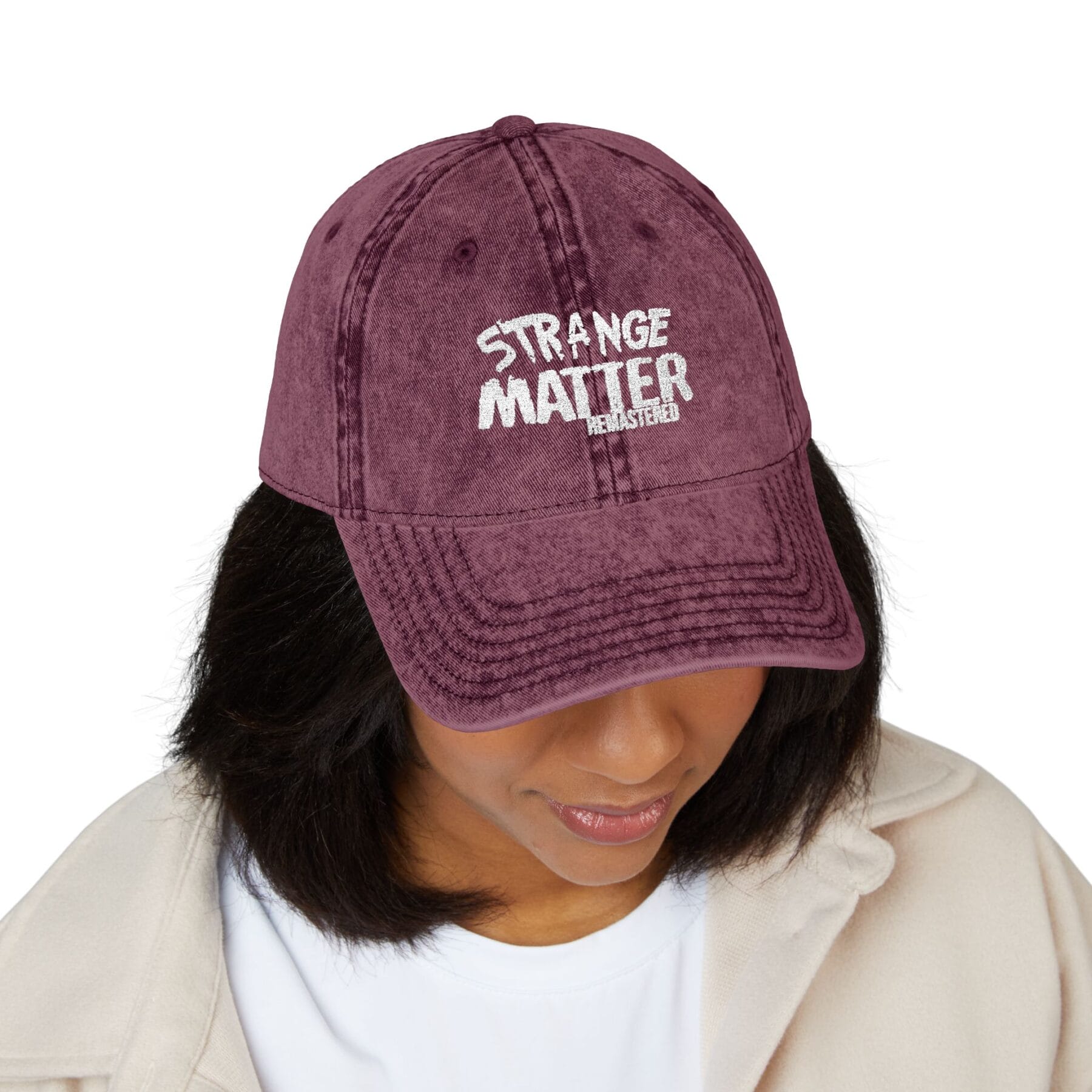 Vintage Cap with Embroidered 'Strange Matter' Design, Trendy Hat for Casual Outings, Perfect for Festivals, Gift for Friends, Summer [...] - Image 23