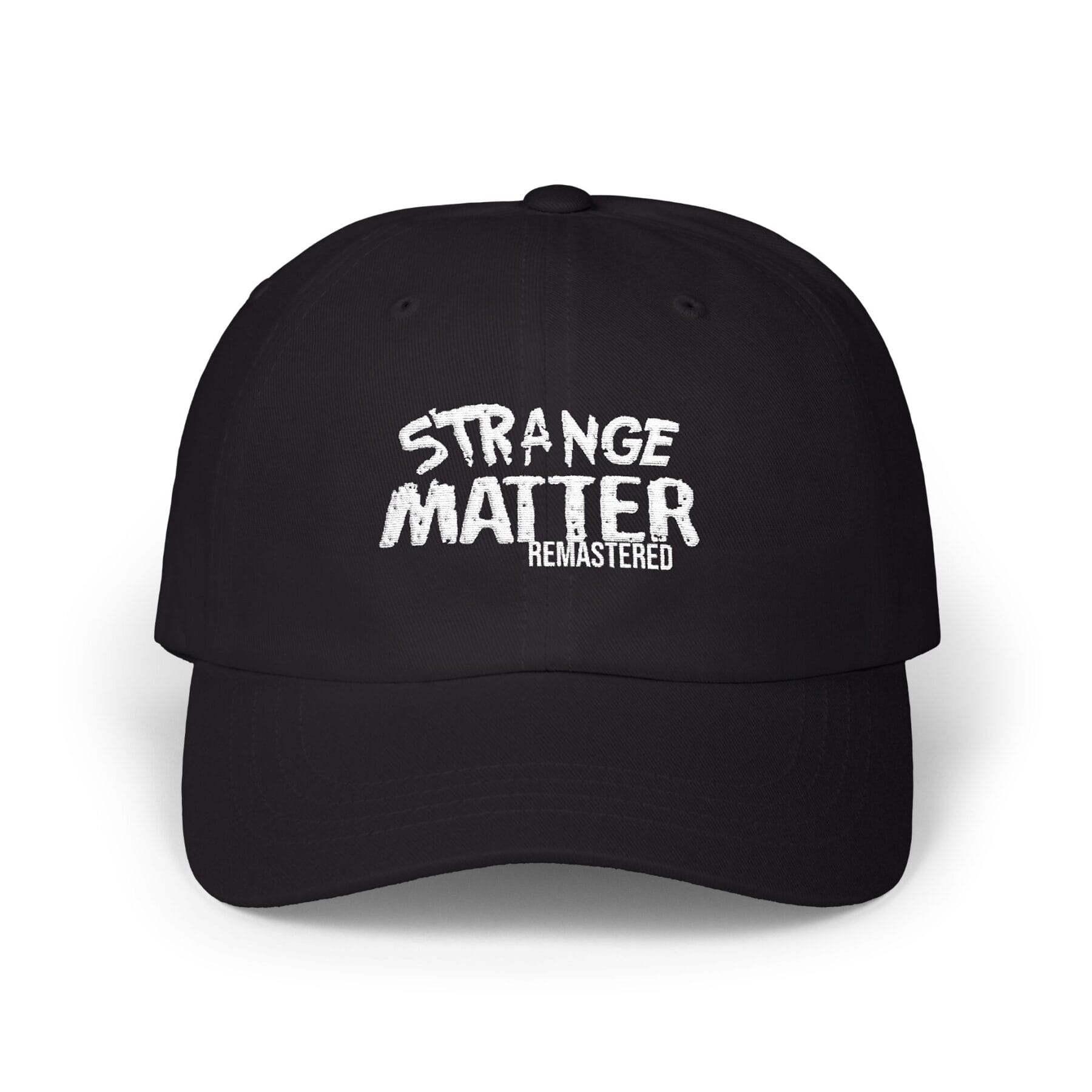 Strange Matter Cap - Trendy Black Cap for Stylish Dads, Gift for Father's Day, Casual Wear, Unique Design