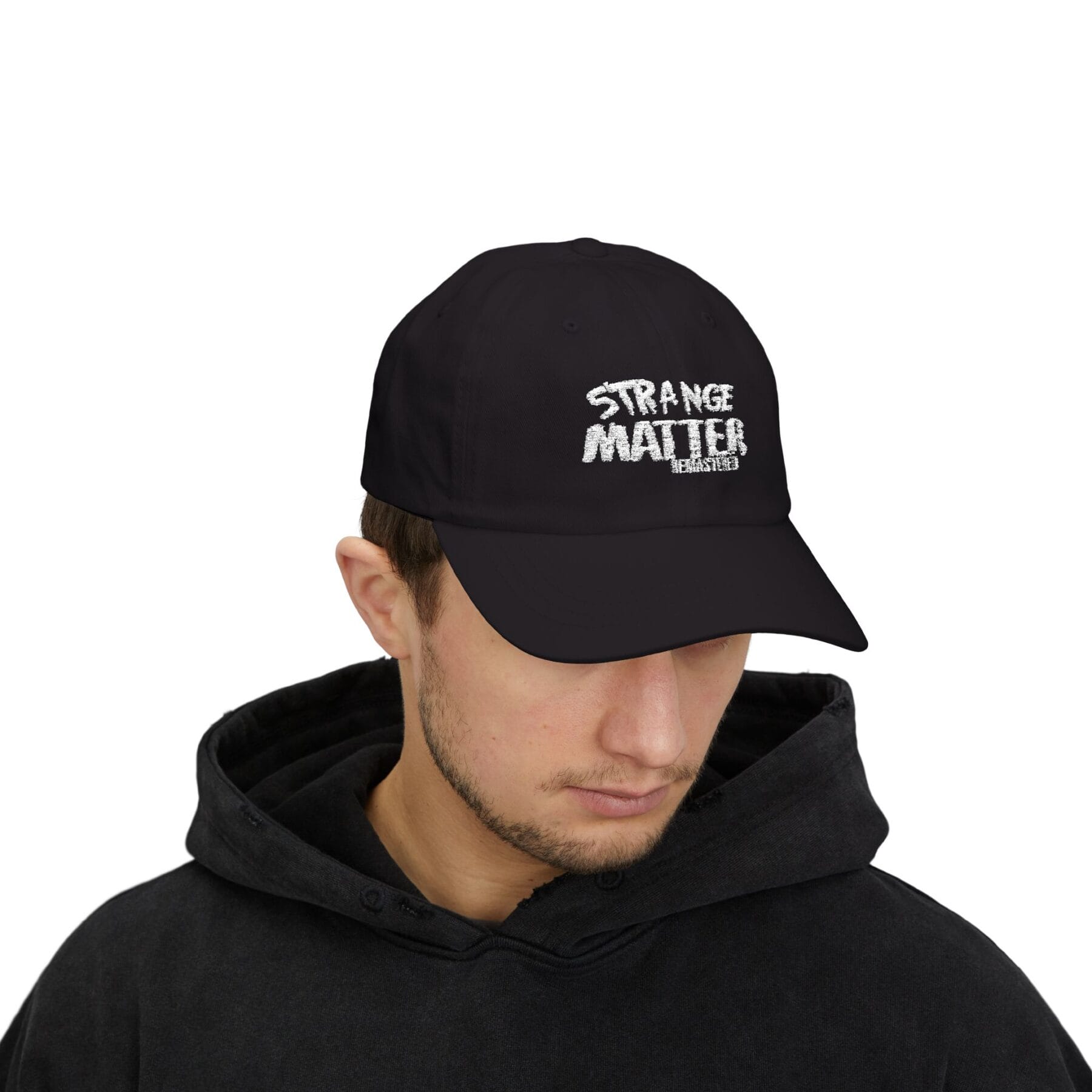 Strange Matter Cap - Trendy Black Cap for Stylish Dads, Gift for Father's Day, Casual Wear, Unique Design - Image 3