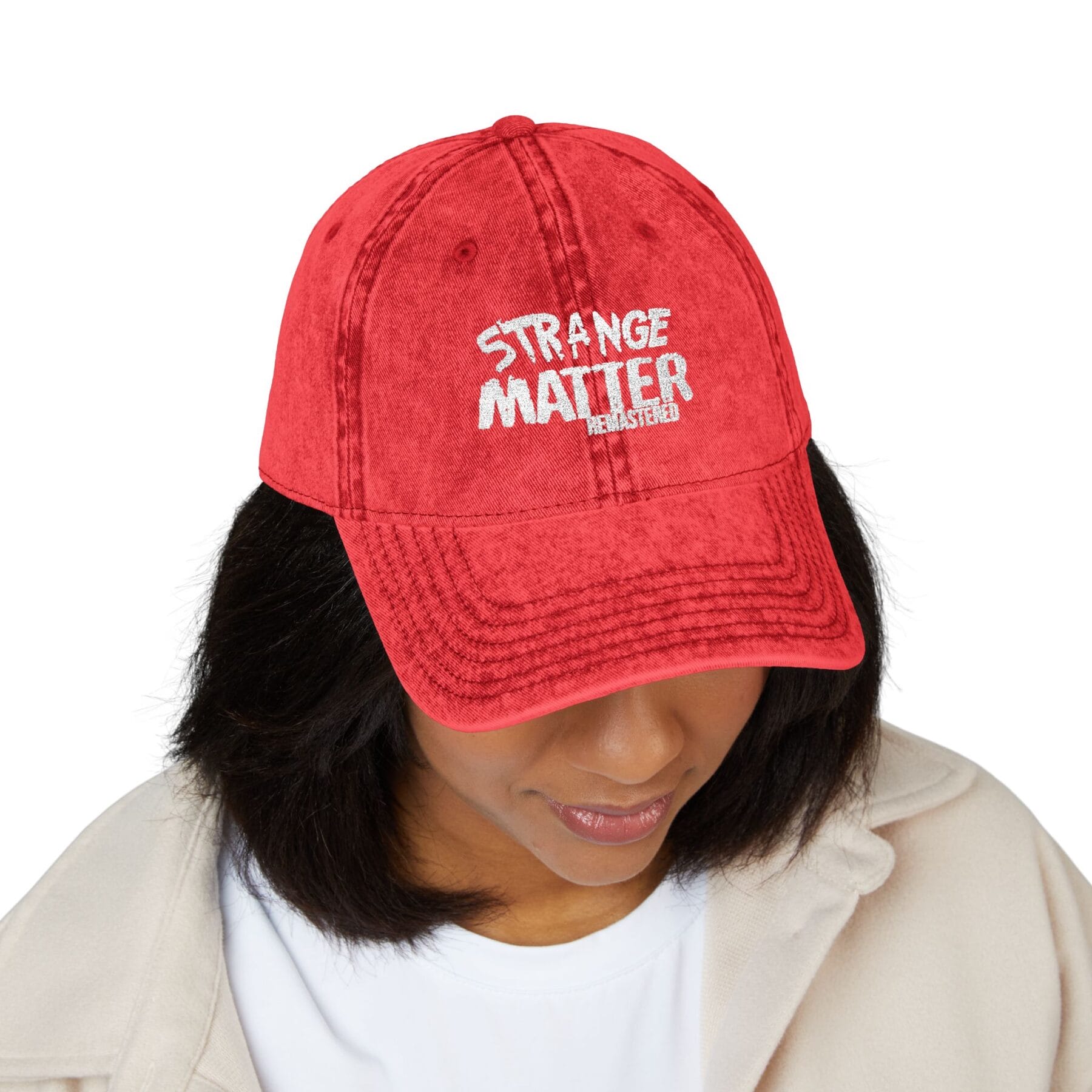 Vintage Cap with Embroidered 'Strange Matter' Design, Trendy Hat for Casual Outings, Perfect for Festivals, Gift for Friends, Summer [...] - Image 3